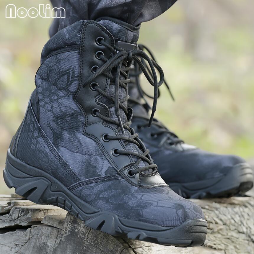 black tactical combat boots