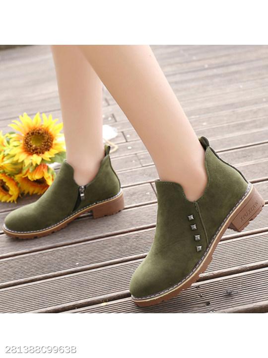 plain flat round toe outdoor ankle ankle boots