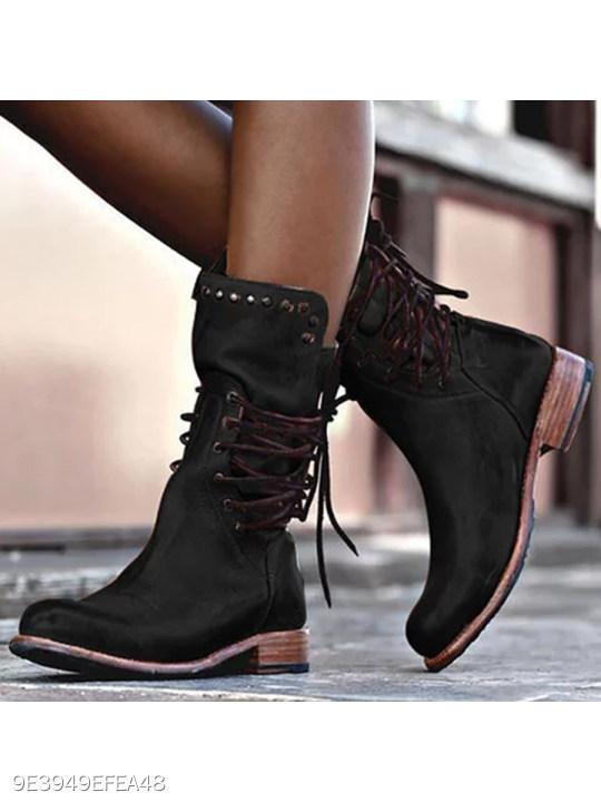 plain round toe date outdoor mid calf flat boots