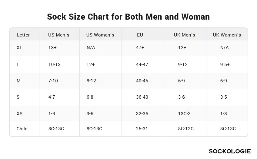 The Ultimate Sock Size Chart for Both Men and Women | Sockologie