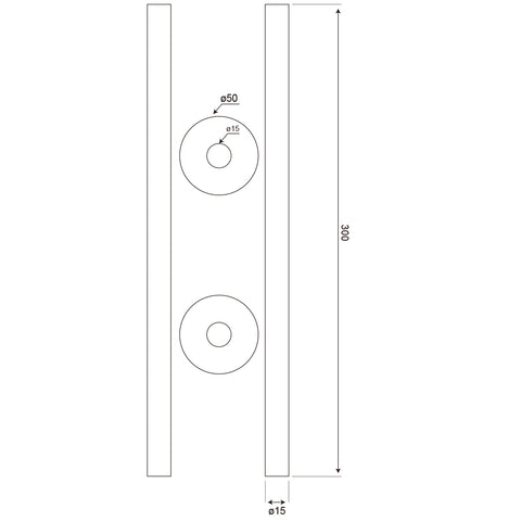 diagram of 300mm x 15mm Pipe tails with Floor Covers (pair) Antique Brass