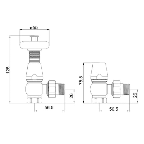 Diagram of Traditional TRV Twin Pack Antique Brass