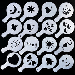 16pcs Coffee Stencil Cafe Barista Tools Latte Art Maker Cappuccino  Accessories