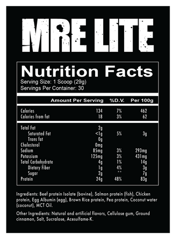 MRE Lite Suppfacts