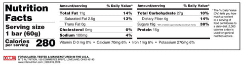 Outright Bar Oatmeal Raisin Nutrition Facts