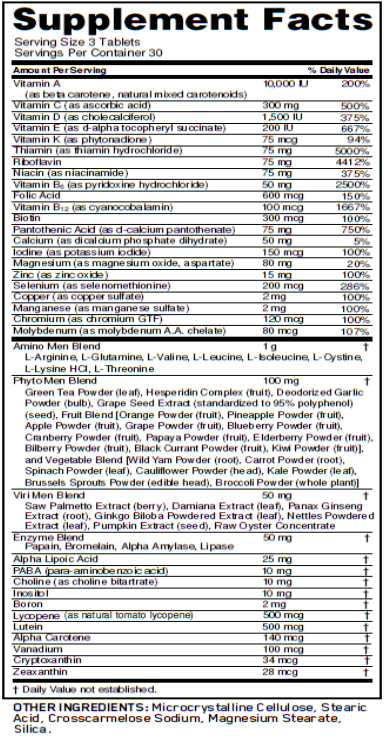 Opti-Men Nutrition Facts