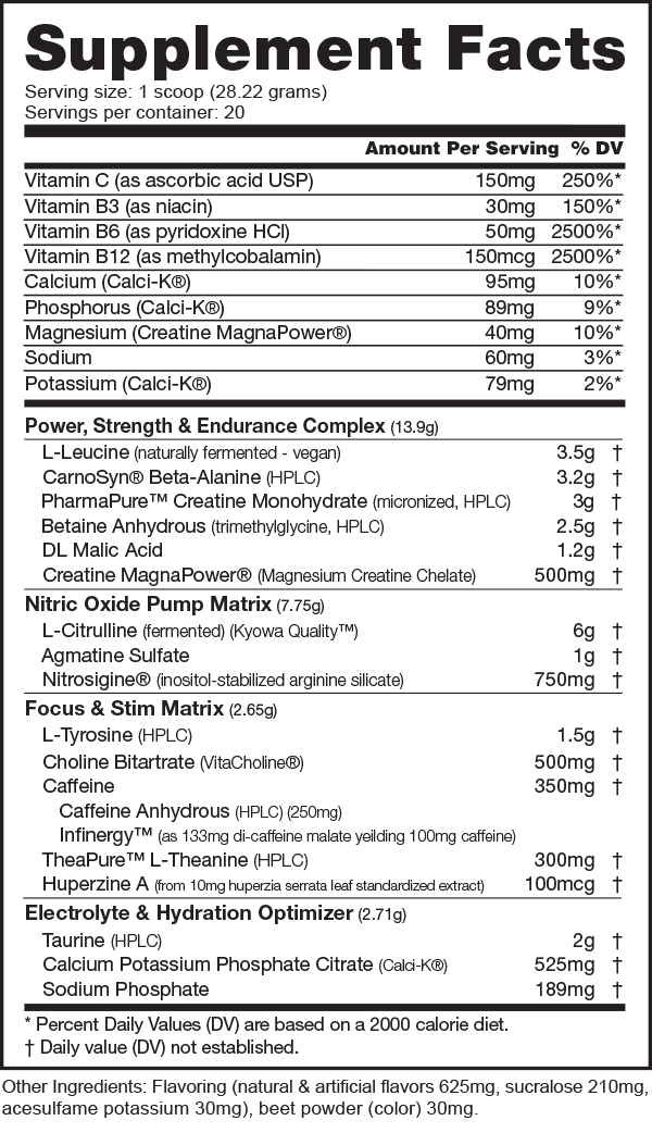 pre supplement facts