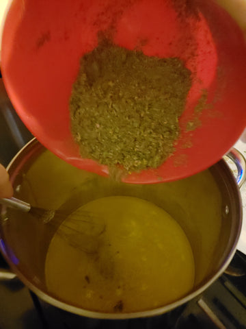 Pour Grinded Cannabis into Melted Butter and water