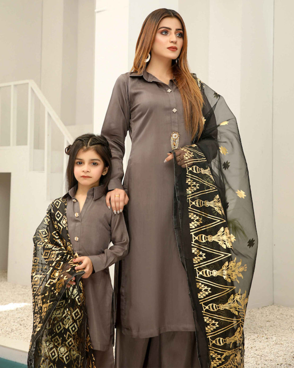 Simrans Girls Mummy & Me Eid Outfit with Foil Print Dupatta PN04K ...