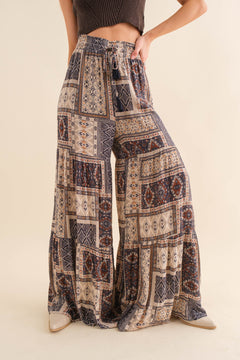 Analeigh Aztec Palazzo Pants | Dark Denim