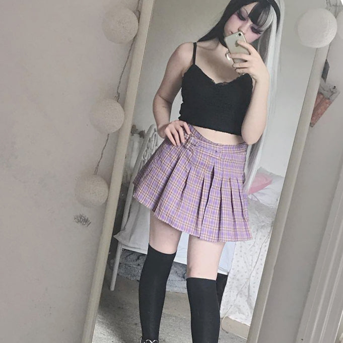 Harajuku Plaid Pleated Skirt YC20480#N#– anibiu