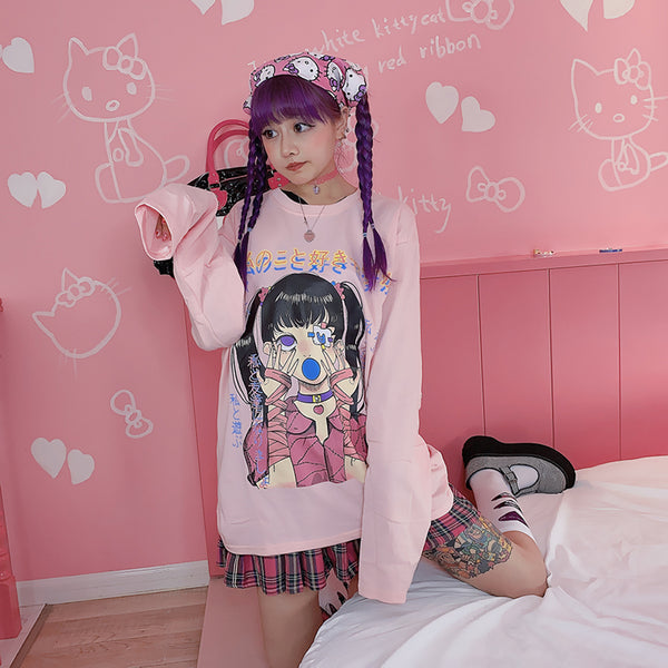Japanese cartoon pink T-shirt yc23519 – anibiu