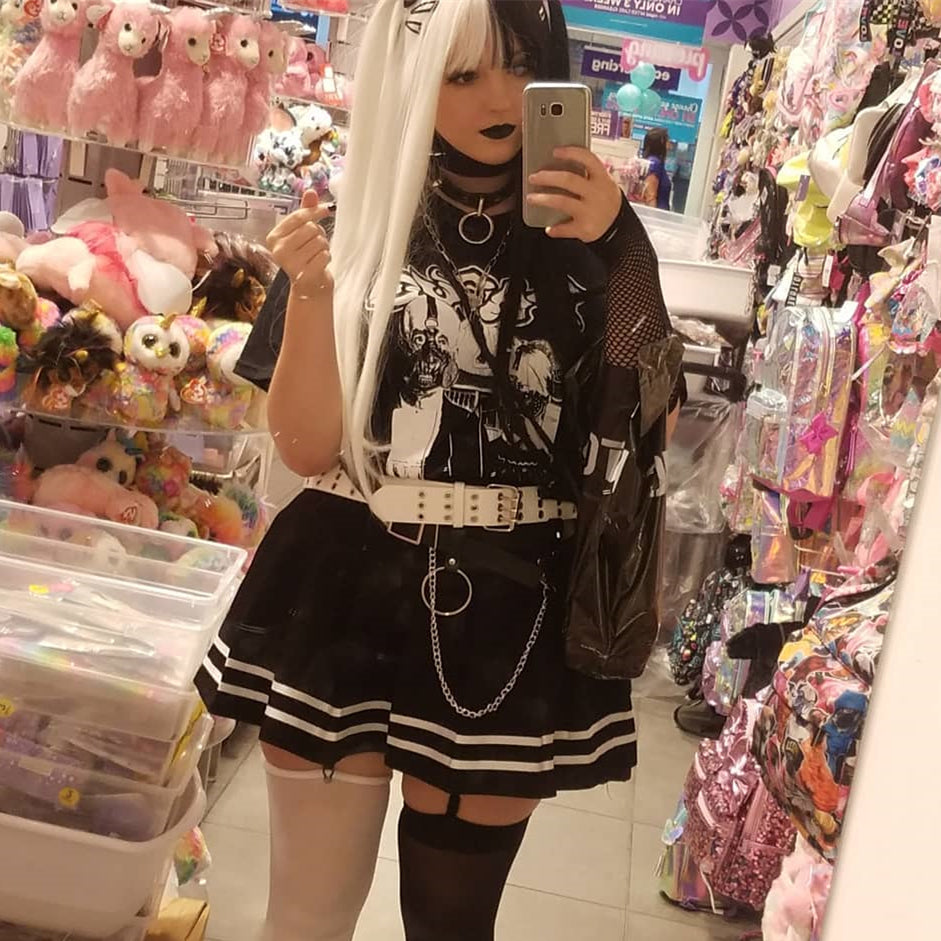 Lolita black and white stitching wig YC21704 | anibiu