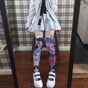 Anime Bow Print Over The Knee Socks | SHEIN
