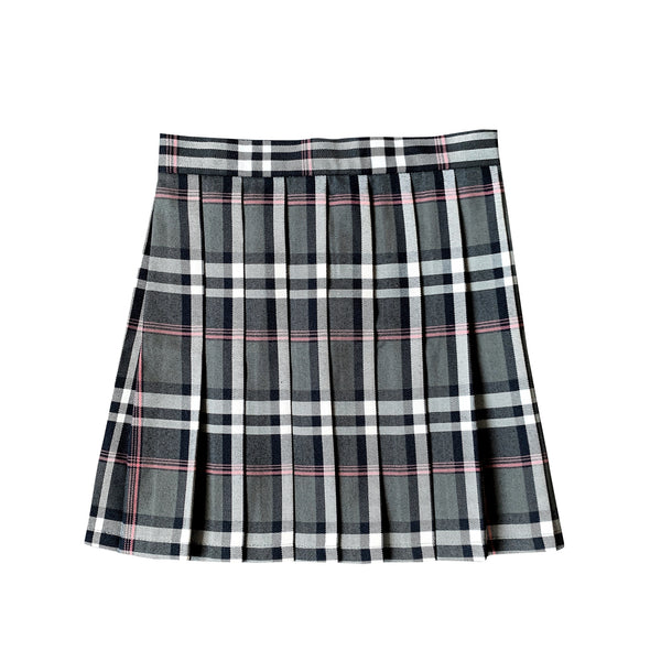 Gray pink plaid high waist pleated skirt YC24208 – anibiu