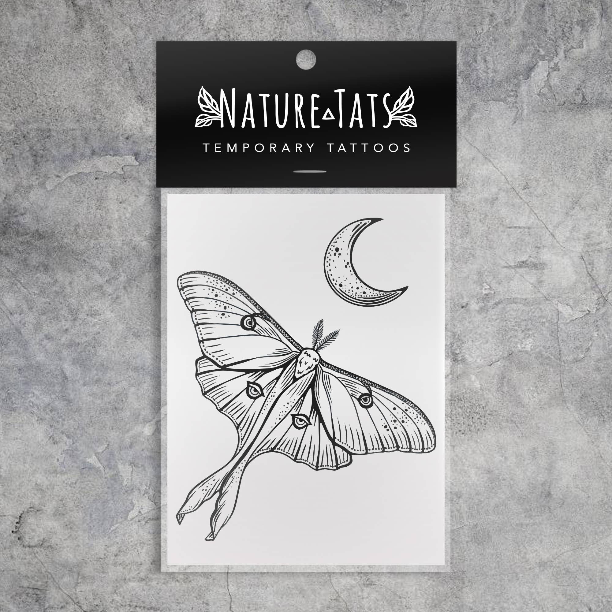 Luna Moth Temporary Tattoo  To the Moon  Back