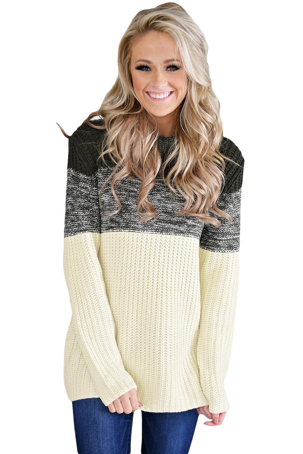 Cowl Neck Color Blocked Sweater