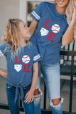 Family Matching LOVE Baseball Graphic Print Mama's T Shirt