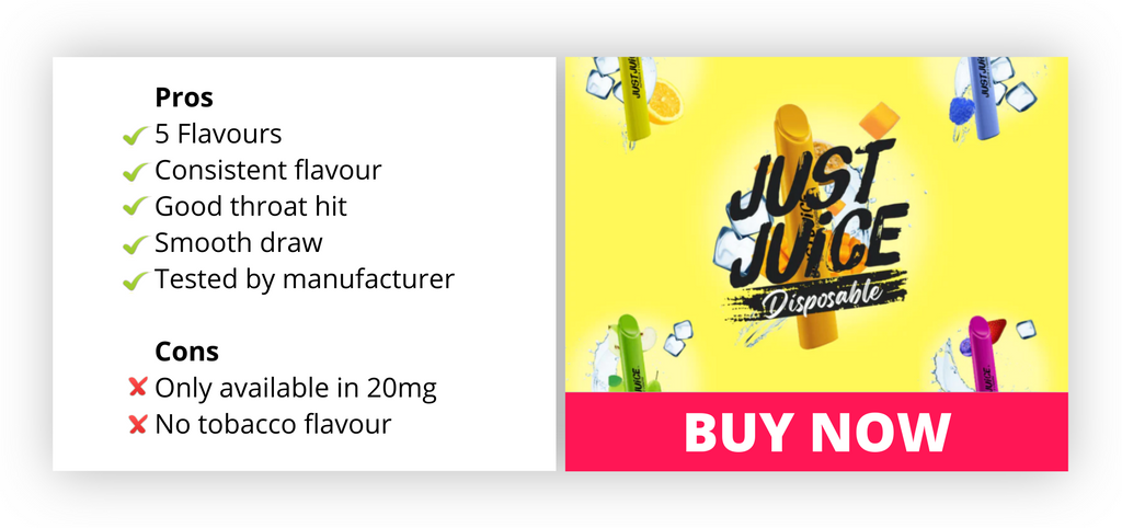 Pros and Cons of Just Juice 20mg 600 Puff Disposable Vapes - Smokz Vape Store