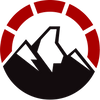 a black and red logo