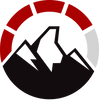 a black and white image of a black and red ball