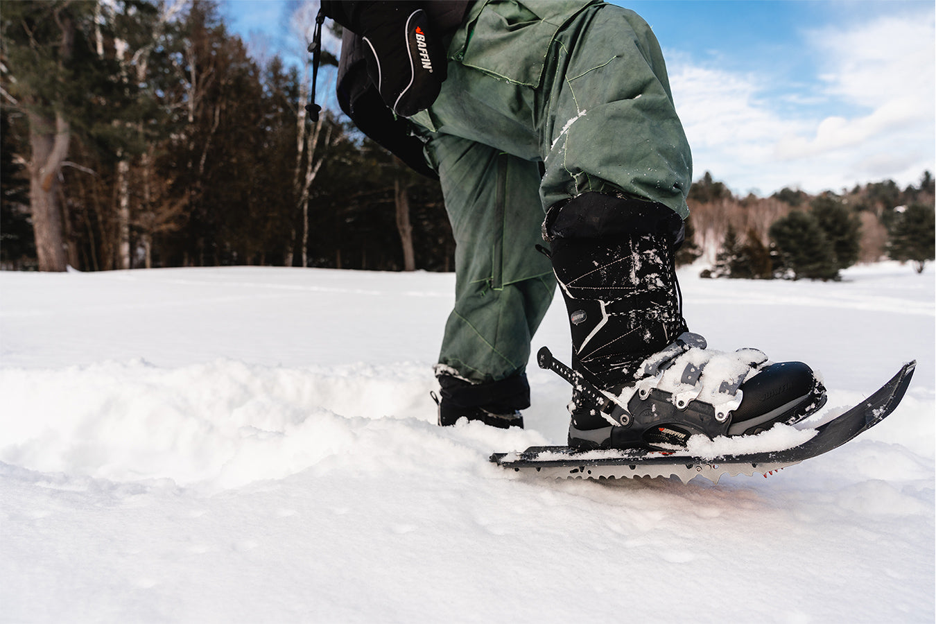 Snowshoeing with baffin boots