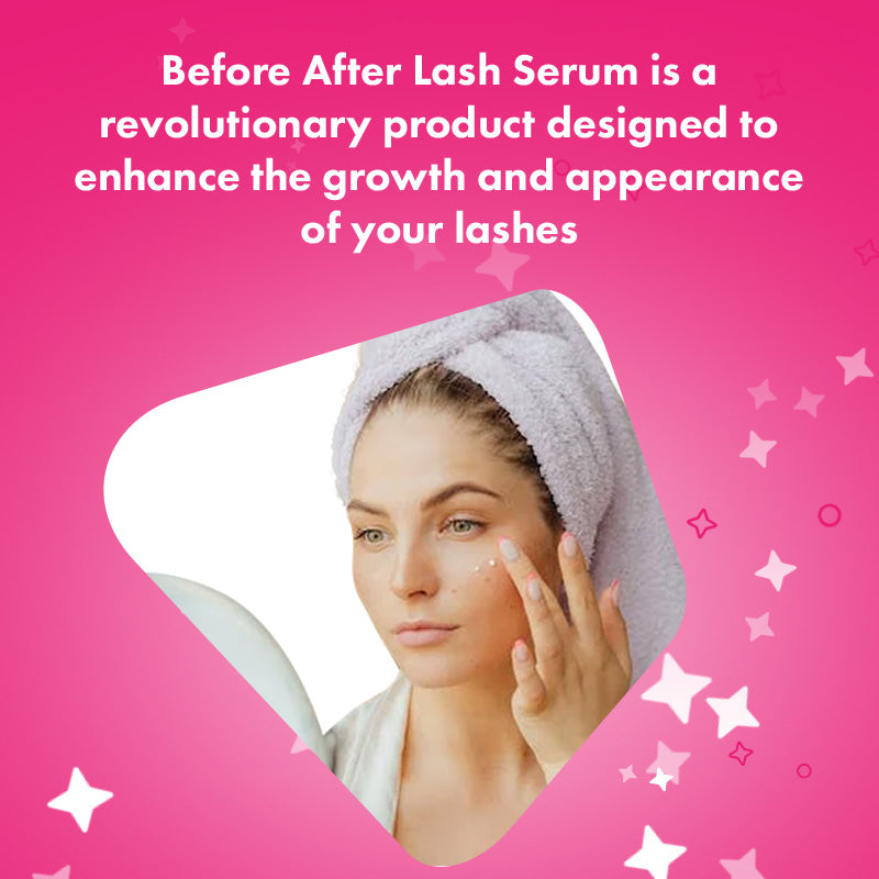 Before After Lash Serum works by delivering essential nutrients to the lash follicles, stimulating their growth and enhancing the overall health of the lashes. 