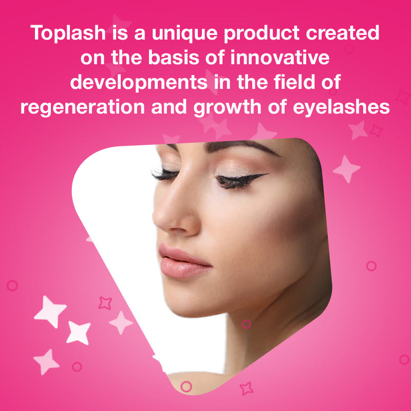 Toplash is a unique product created on the basis of innovative developments in the field of regeneration and growth of eyelashes