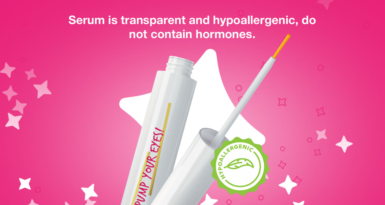 Serum is transparent and hypoallergenic, do not contain hormones.