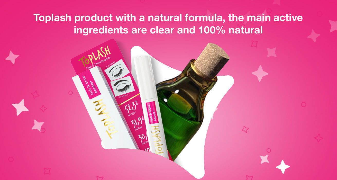 Toplash product with a natural formula, the main active ingredients are clear and 100% natural