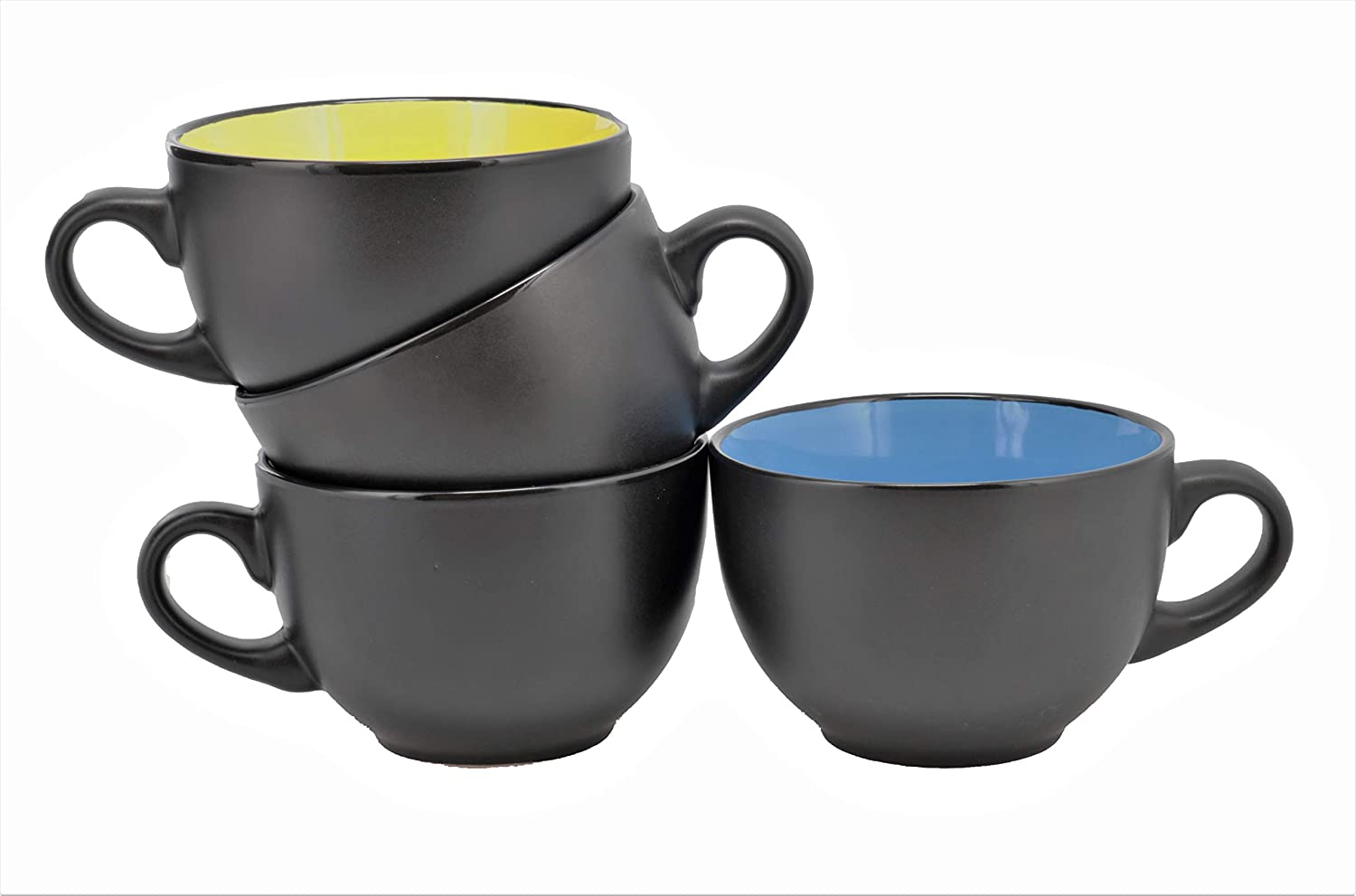 Wide Ceramic Mug  Set of 4 Jumbo Soup Bowl and Cereal 