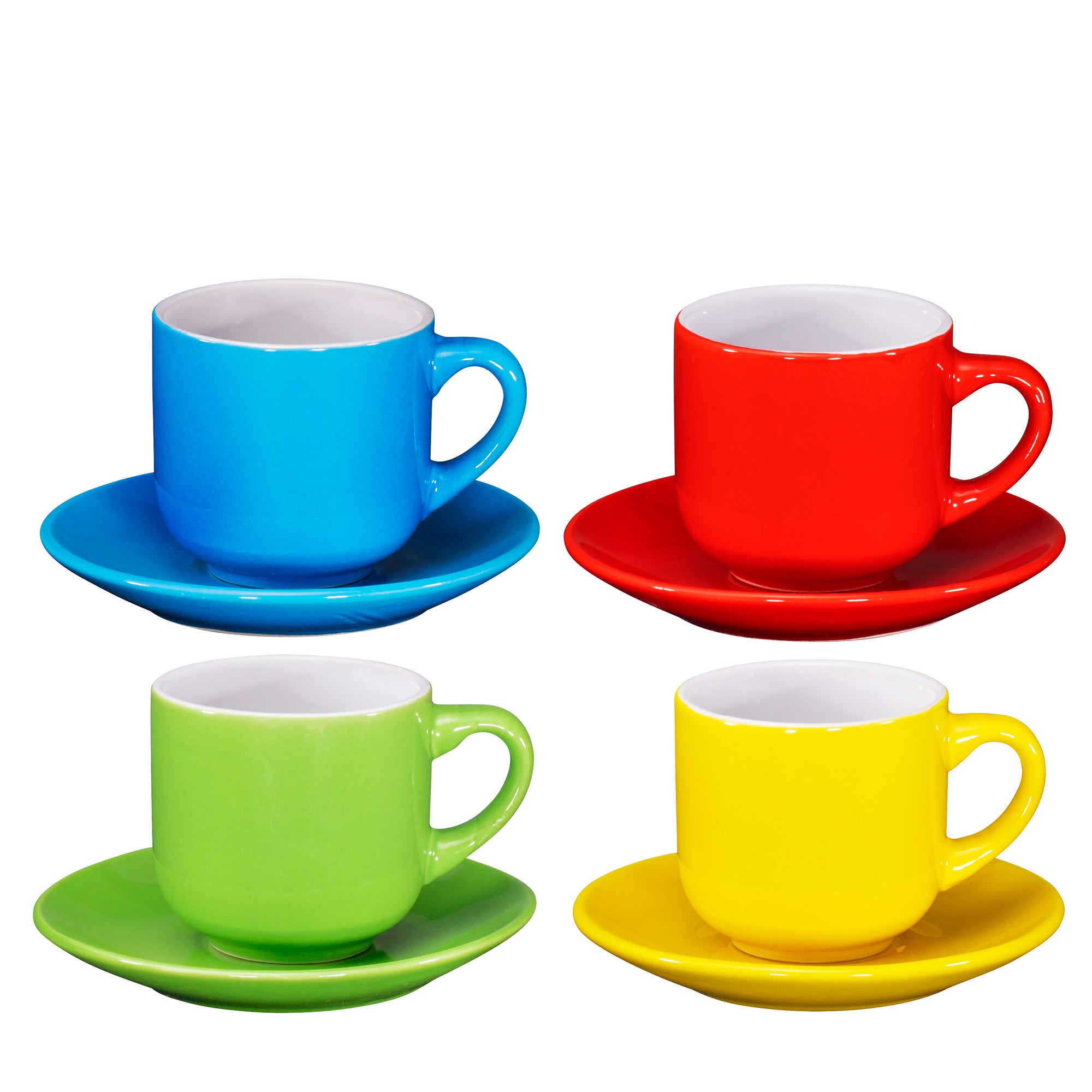 Espresso coffee Cups with Saucers by Bruntmor - 4 ounce - Set of 4