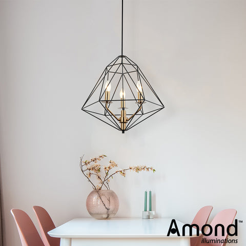 black industrial 3 light pendant