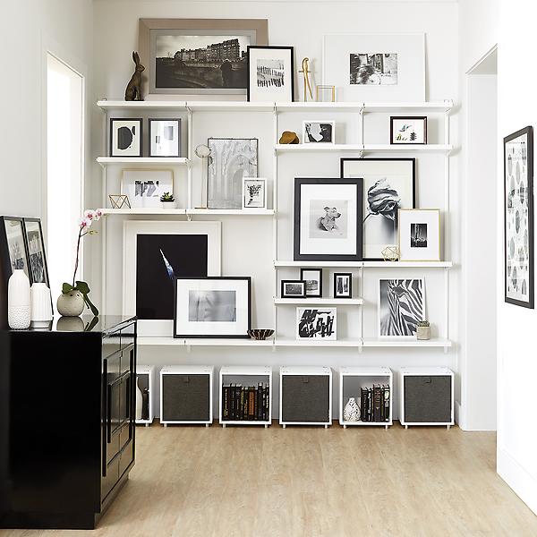 gallery wall with shelves with link to products