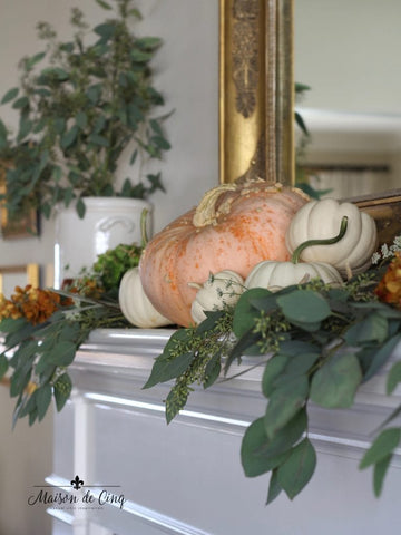 Fall Mantle Decor with Pumpkins