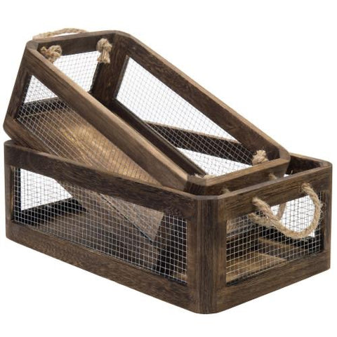 Brown Wood Crate Basket