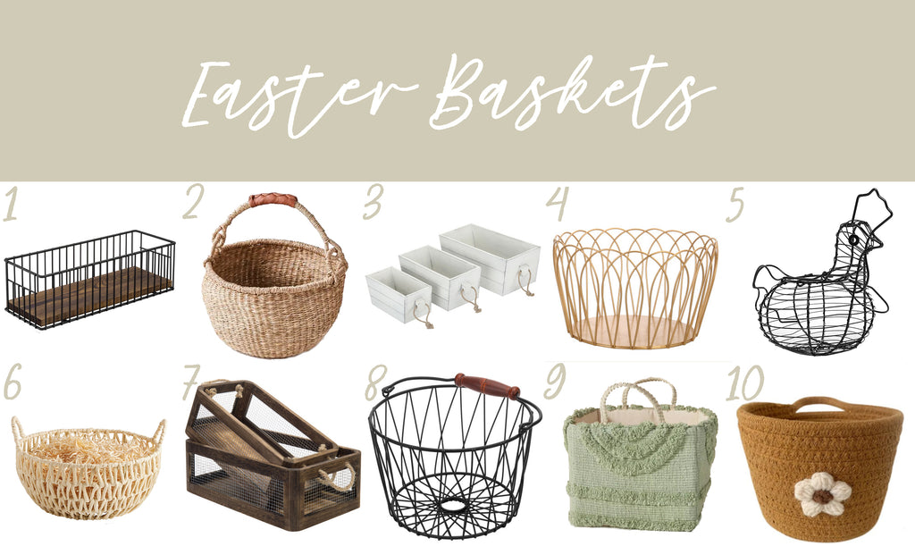 A collage of different easter baskets with links to each one