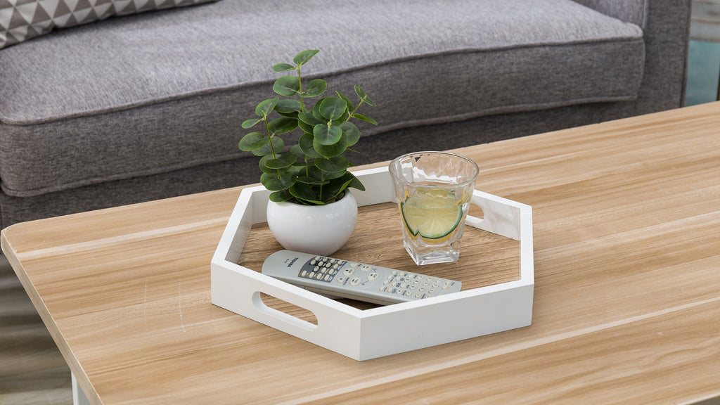 coffee table tray with decorative items