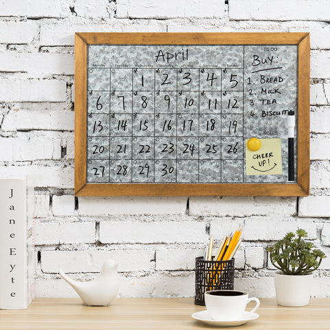 Galvanized Metal and Wood Schedule Board