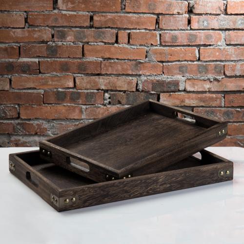 Dark Burnt Wood Serving Tray