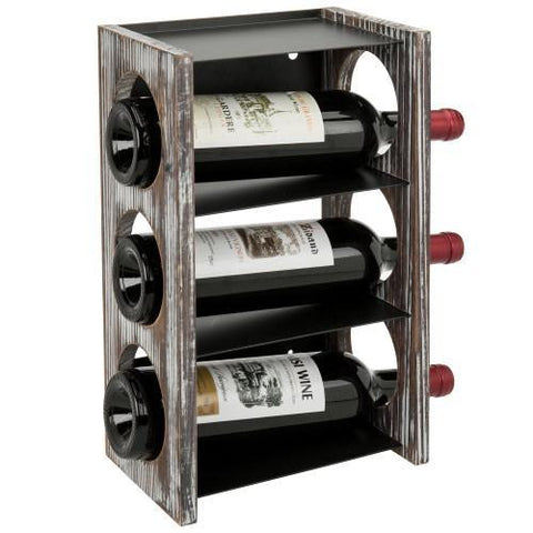 Torched Wood Wine Rack