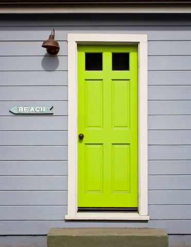 Lemon green front door