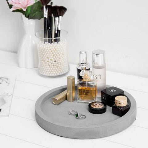 11-inch Classic Cement Gray Round Vanity Tray