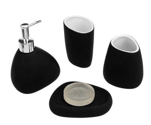 Modern Black Ceramic Bathroom Accessory Set