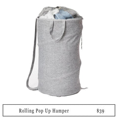 gray hamper for college dorm with link to product