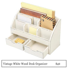 vintage white desk organizer with link to product