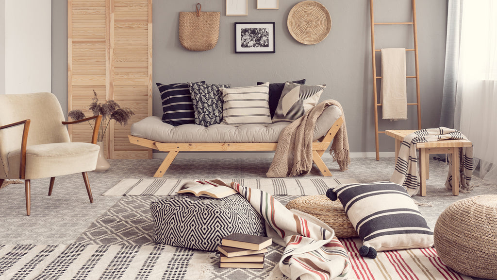 living room with throw pillows displayed