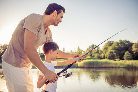Father and child fishing