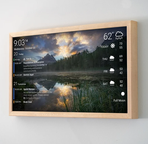 smart wall calendar with wooden frame and link to product