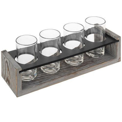 Industrial Pipe and Vintage Weathered Gray Wood Beer, Whiskey Flight S –  MyGift